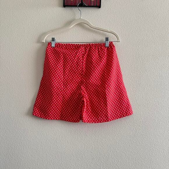 handmade red white micro floral print lounge shorts - Picture 4 of 7